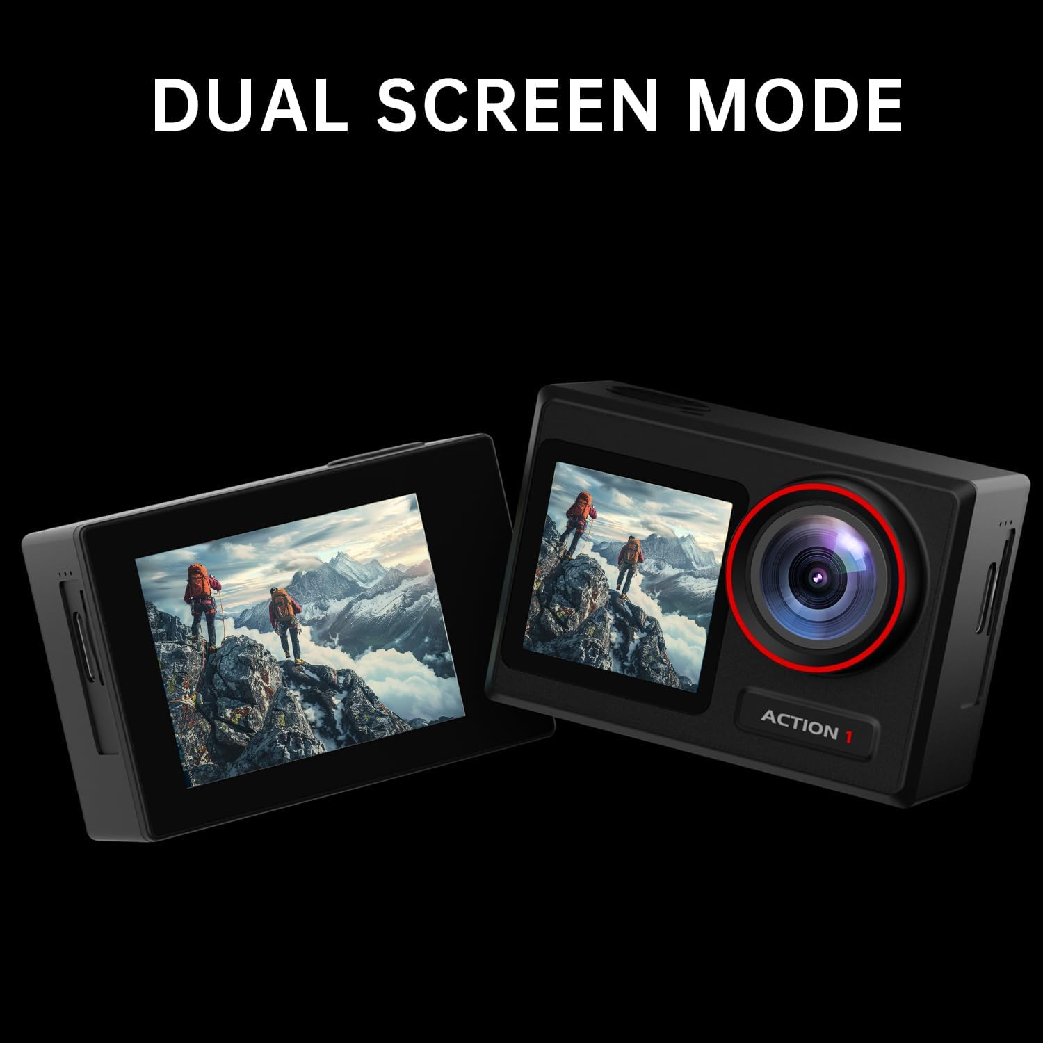 4K60FPS 30MP Action Camera with Front LCD and Touch Rear Screens, Underwater Camera with 64GB Memory Card, 132FT Waterproof Camera, EIS, 5X Zoom, WiFi Remote Control(Black) - Image 2