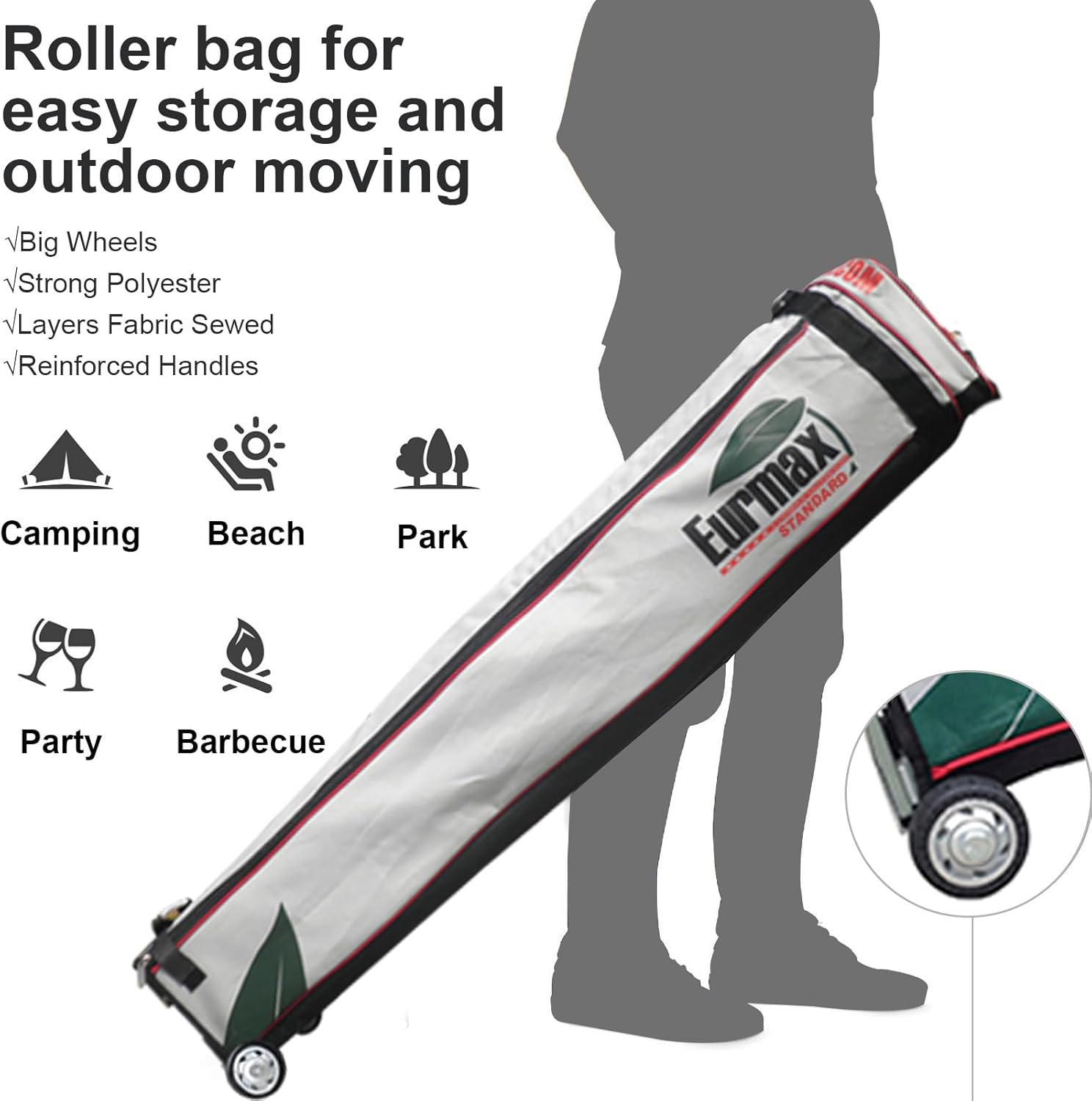 Eurmax USA Standard 10x10ft Patio Pop Up Canopy Tent for Outdoor Events Commercial Instant Canopies with Heavy Duty Roller Bag,Bonus 4 Canopy Sand Bags (White) - Image 2