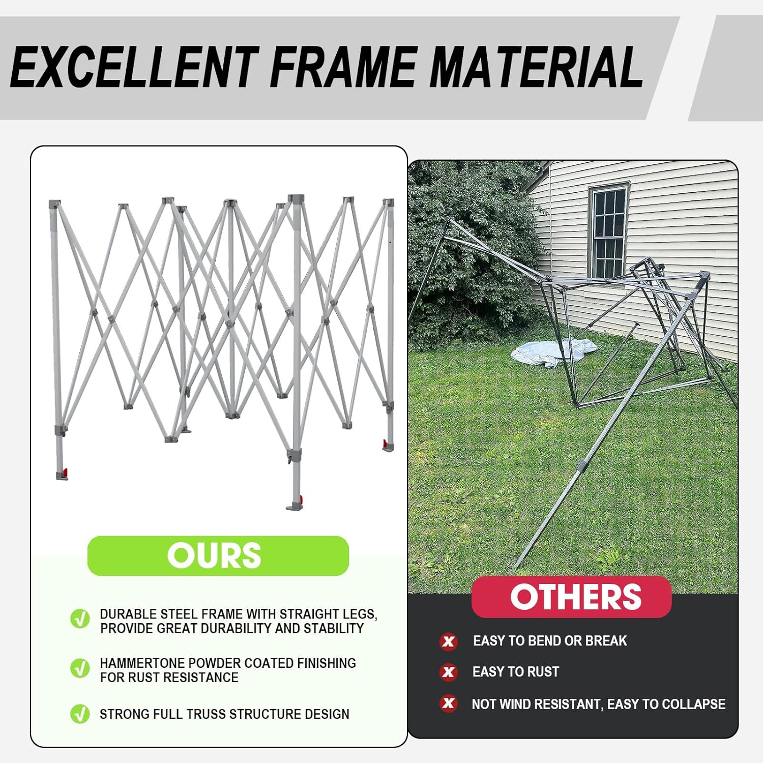 Eurmax USA Standard 10x10ft Patio Pop Up Canopy Tent for Outdoor Events Commercial Instant Canopies with Heavy Duty Roller Bag,Bonus 4 Canopy Sand Bags (White) - Image 3