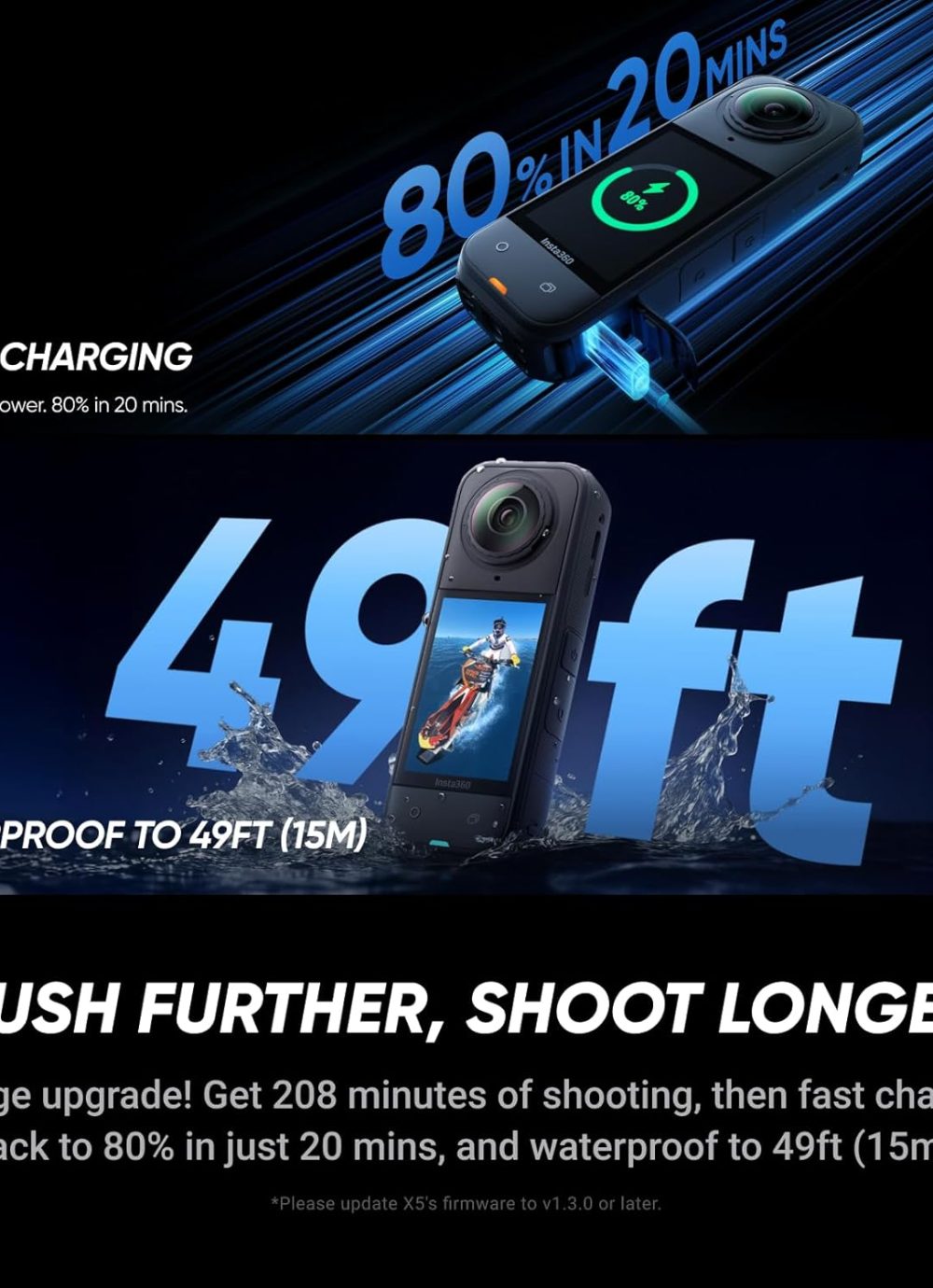 Insta360 X5 - Waterproof 8K 360° Action Camera, Leading Low Light, Invisible Selfie Stick Effect, Rugged and Replaceable Lens, 3-Hour Battery, Built-in Wind Guard, Stabilization, Triple AI Chip Design - Image 8