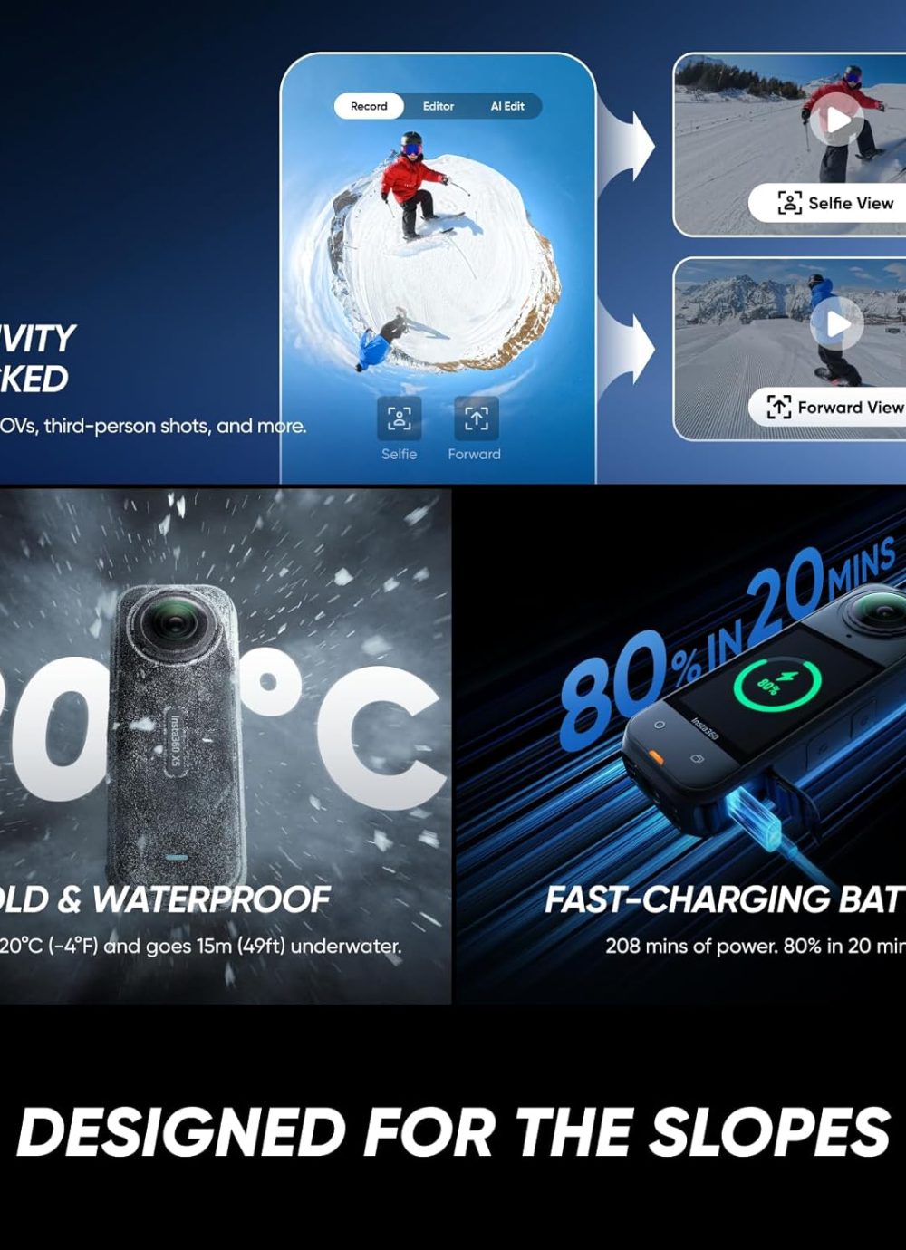 Insta360 X5 - Waterproof 8K 360° Action Camera, Leading Low Light, Invisible Selfie Stick Effect, Rugged and Replaceable Lens, 3-Hour Battery, Built-in Wind Guard, Stabilization, Triple AI Chip Design - Image 9