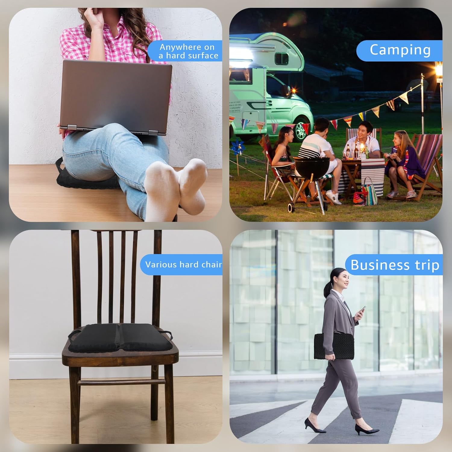 Portable Compact Seat Cushion (14.5" x 10.6") Foldable Travel Cushion, for Airplane Seats, Camping, Stadium, Cinema, Garden Benches Seat Cushion - Image 4