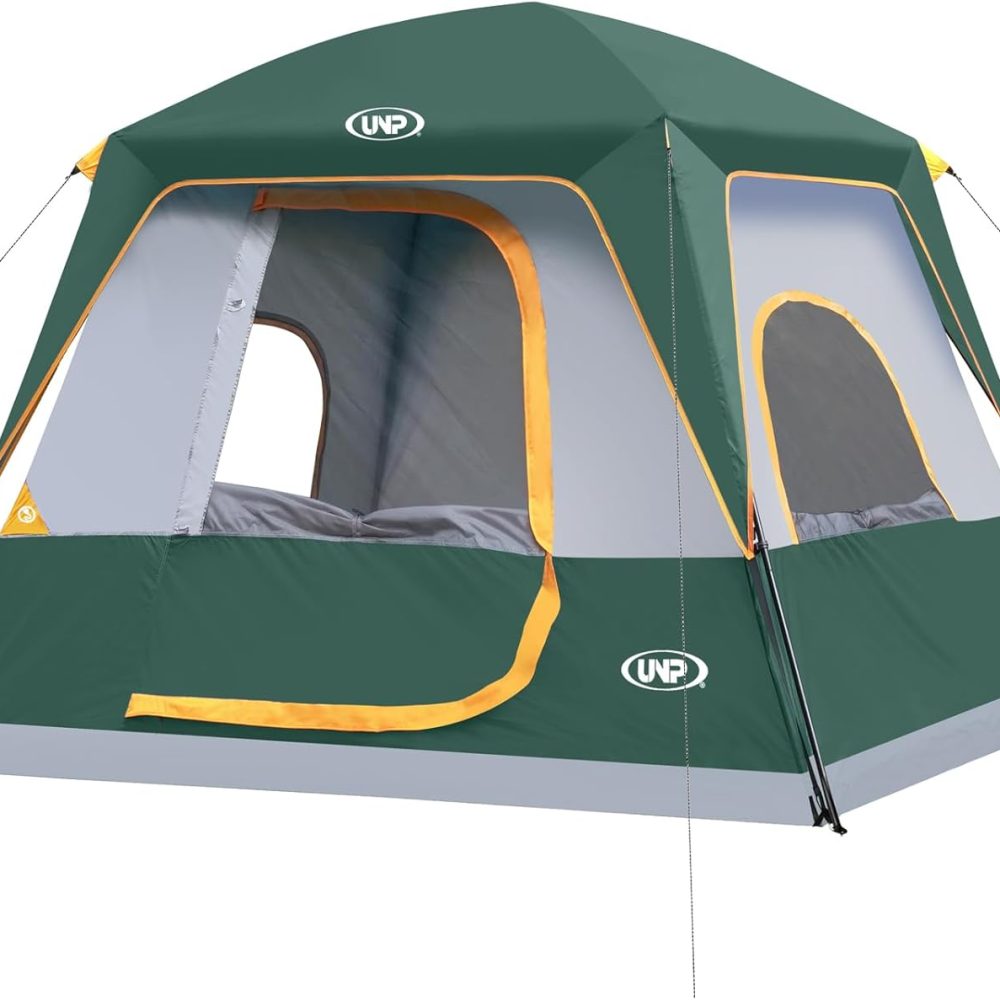 UNP 2/4/6/8 Person Tent, Portable Cabin Tent, Camping Tent 4-Person Easy Set Up, Waterproof with Top Rainfly for Outdoor Camping/Hiking